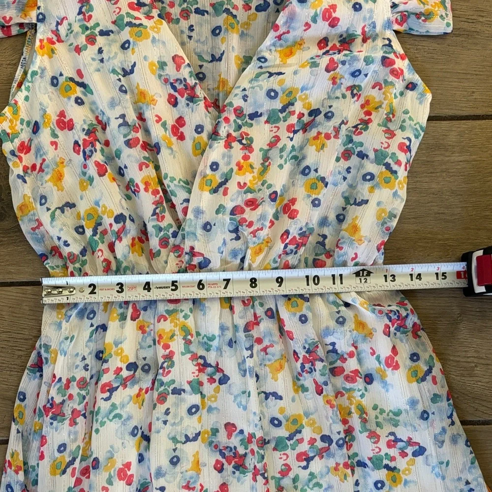 Version Feminin Floral Smocked Midi Dress Flutter Sleeve Ditsy Print Size S - Picture 7 of 11